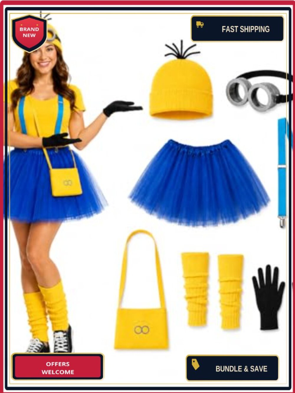 7-Piece Halloween Costume Set for Women - 7 Pcs Adults Funny Party Costumes